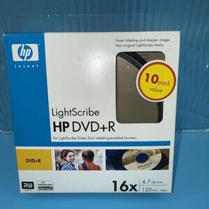 NEW Sealed 10 Pack HP LightScribe DVD+R 16x 4.7 GB Data 120 Min Video